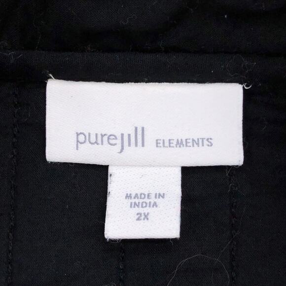 J Jill Pure Elements Womens Plus Size 2X Jacket Seersucker Open Pockets Black - Picture 12 of 16